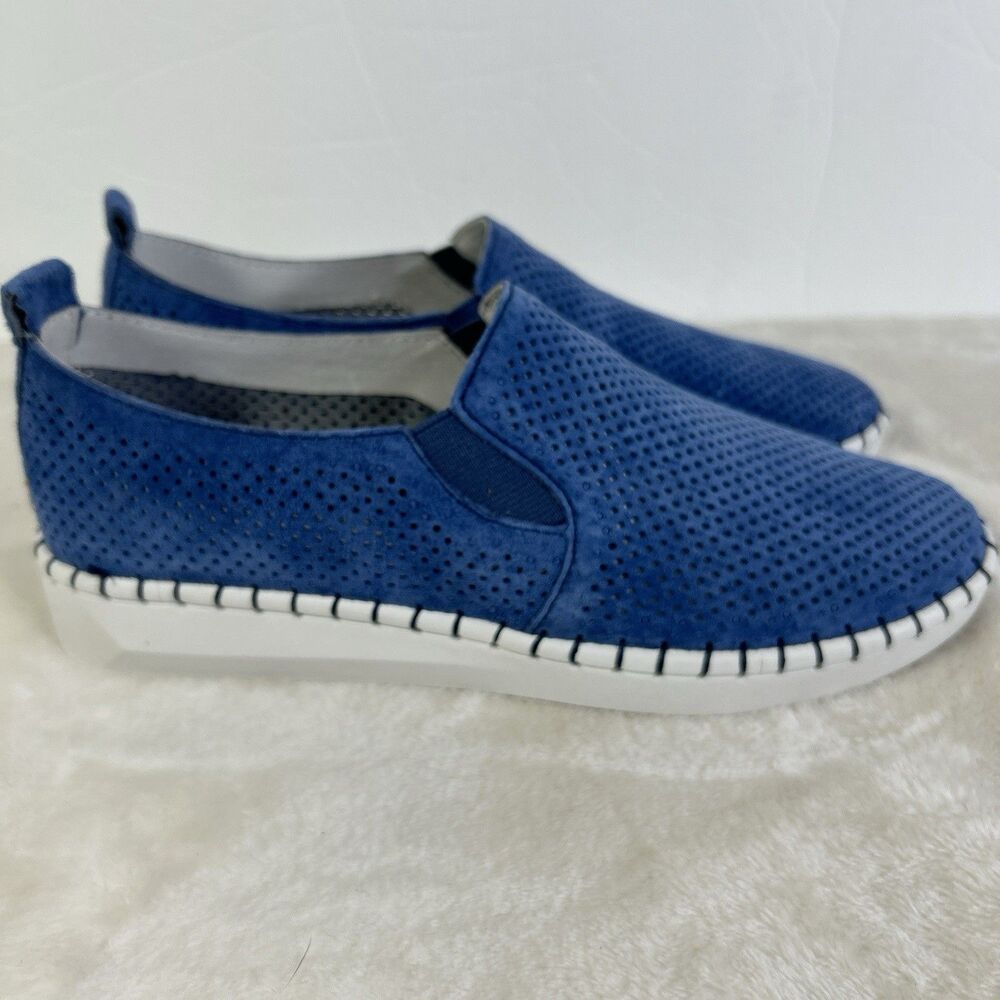 Bernie Mev TW98 Size 38/US 7 Royal Blue Suede Slip-on Sneakers